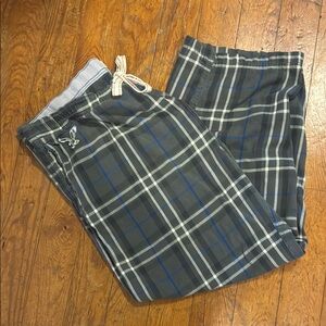 American Eagle Pajama Pants Mens XL Gray Flannel Plaid Sleepwear Lounge
